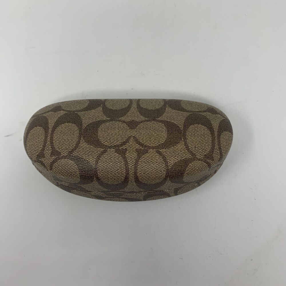 Coach Sunglasses Case Brown Signature C Canvas Hard Shell Womens Logo Print